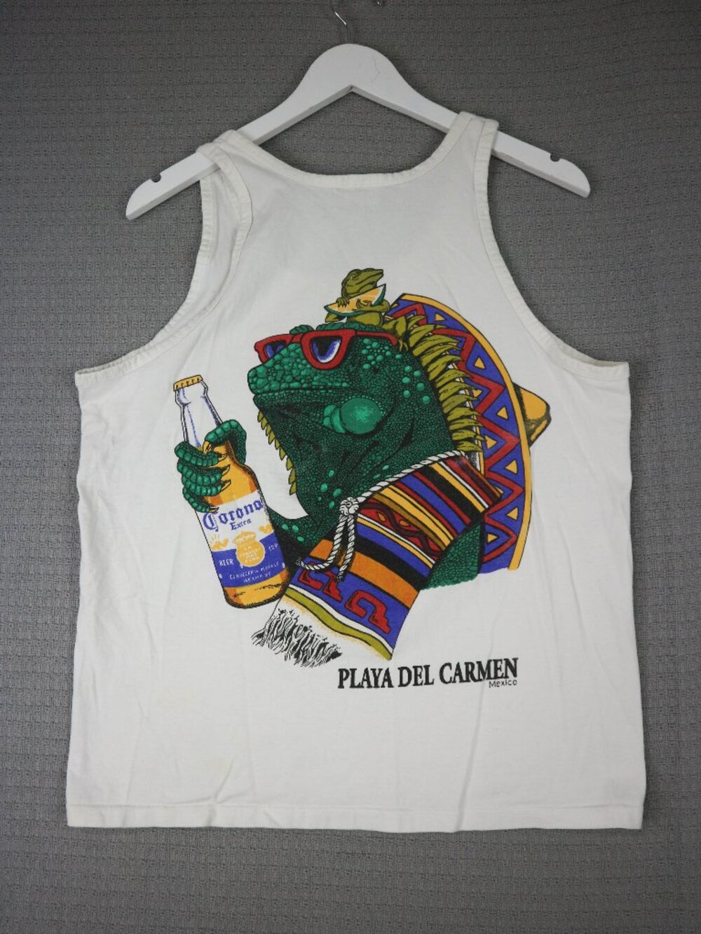 Cancun Reef Mens Large Corona Extra Lizard Tank Top Vintage